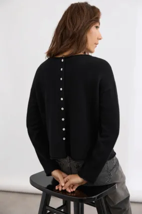 REVERSIBLE BUTTON CARDI JET BLACK