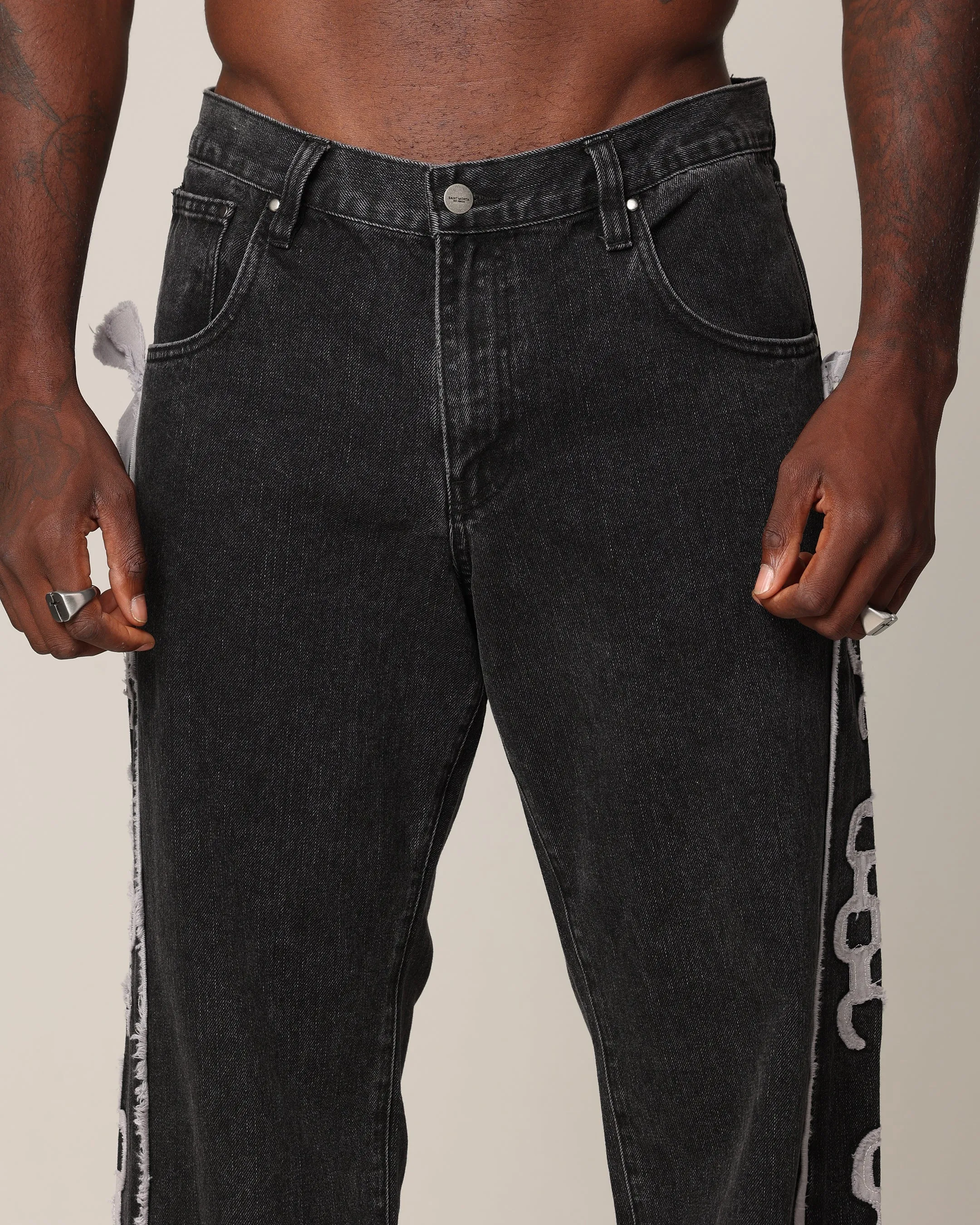 Saint Morta Holy Ghost Flared Jeans Black Wash