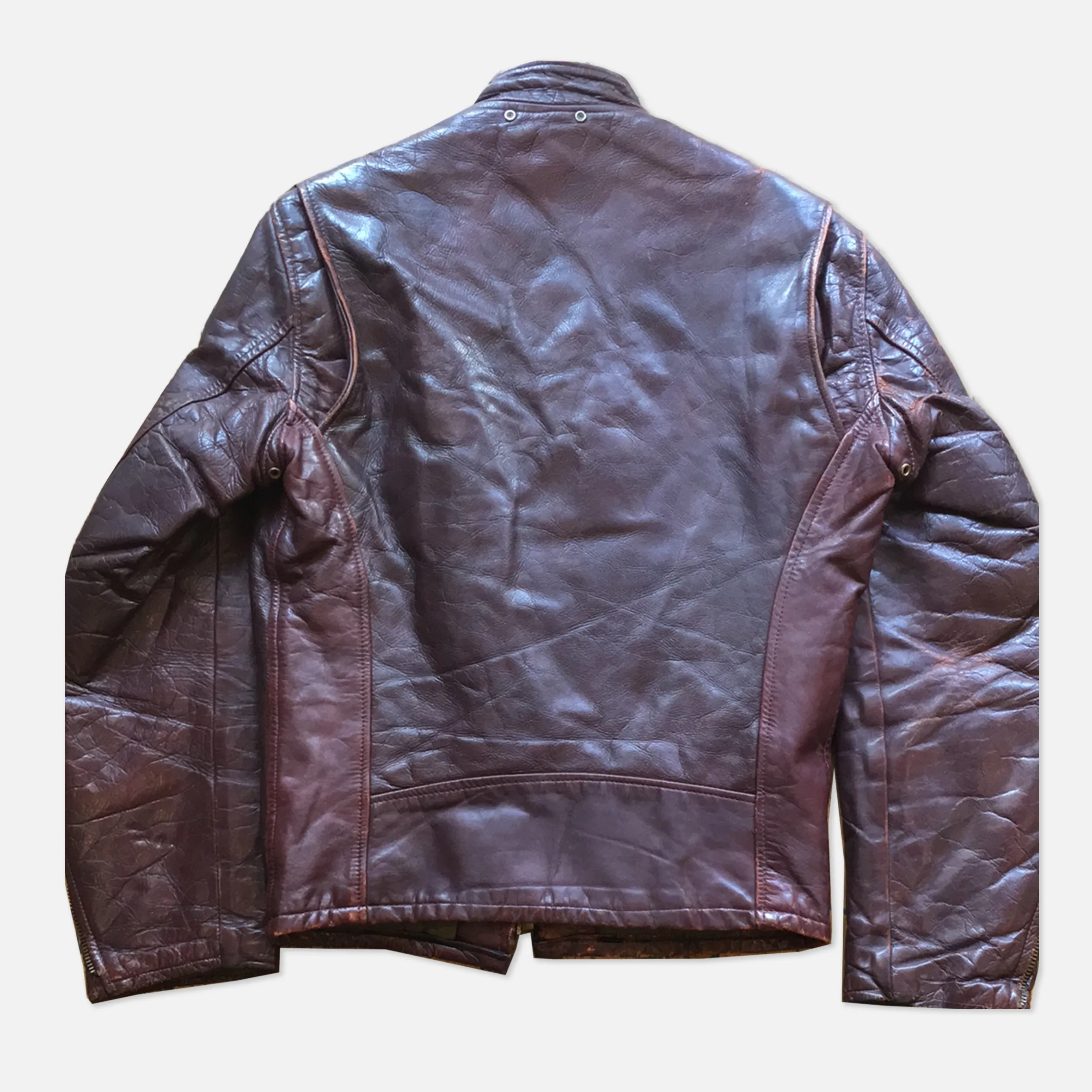 Sawyer Burgundy Color Zip Up Leather Jacket