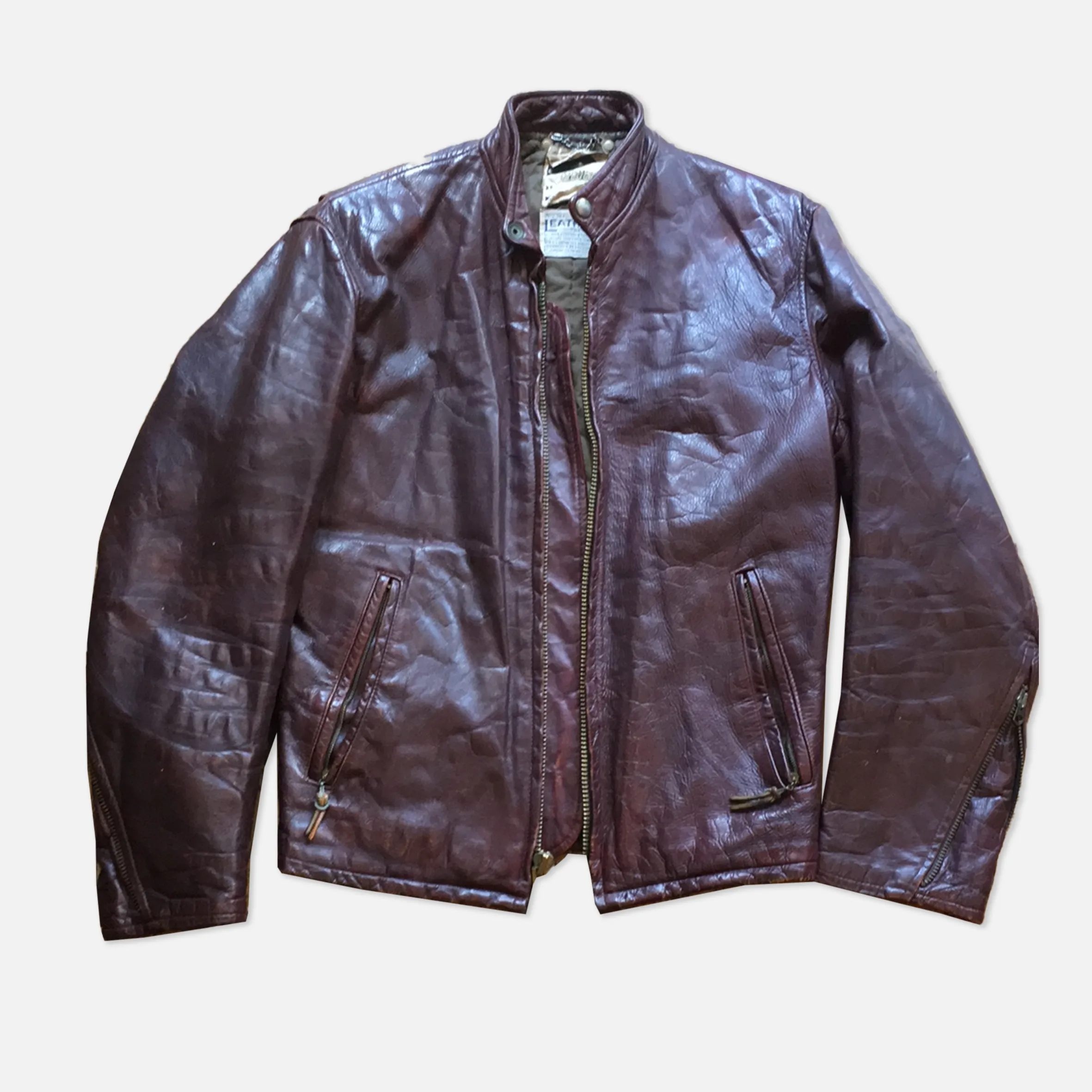 Sawyer Burgundy Color Zip Up Leather Jacket