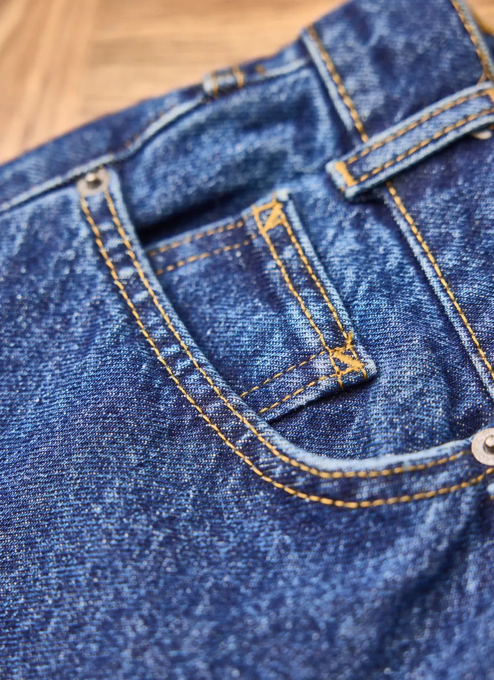 Straight Leg Denim Jeans | Cotton | Mid Wash Blue