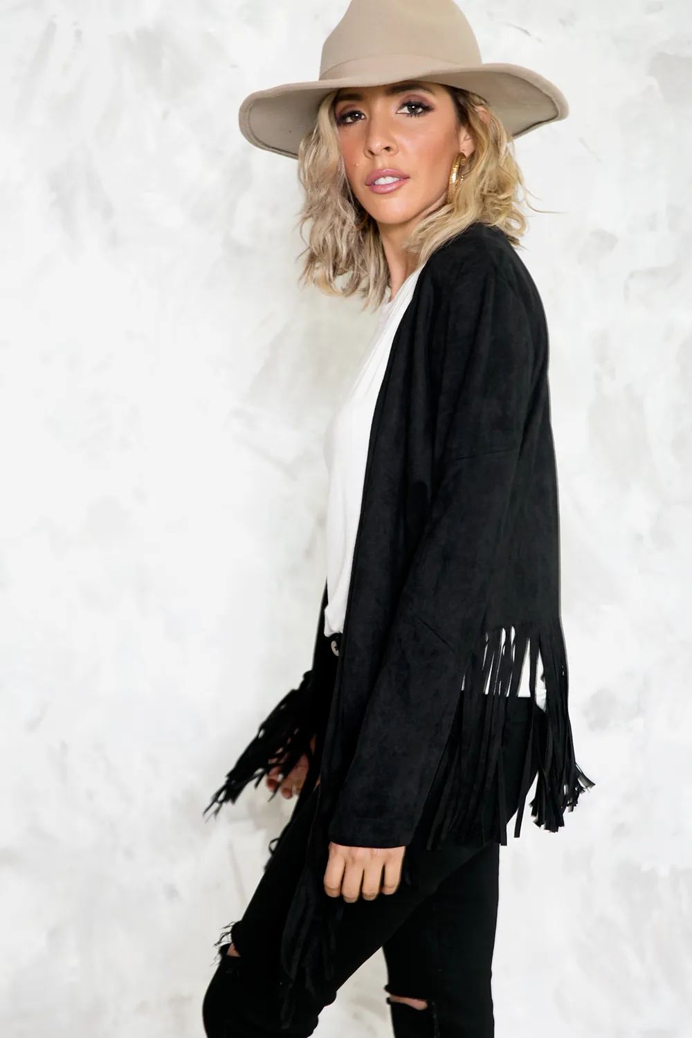 Suede Jacket with Fringe