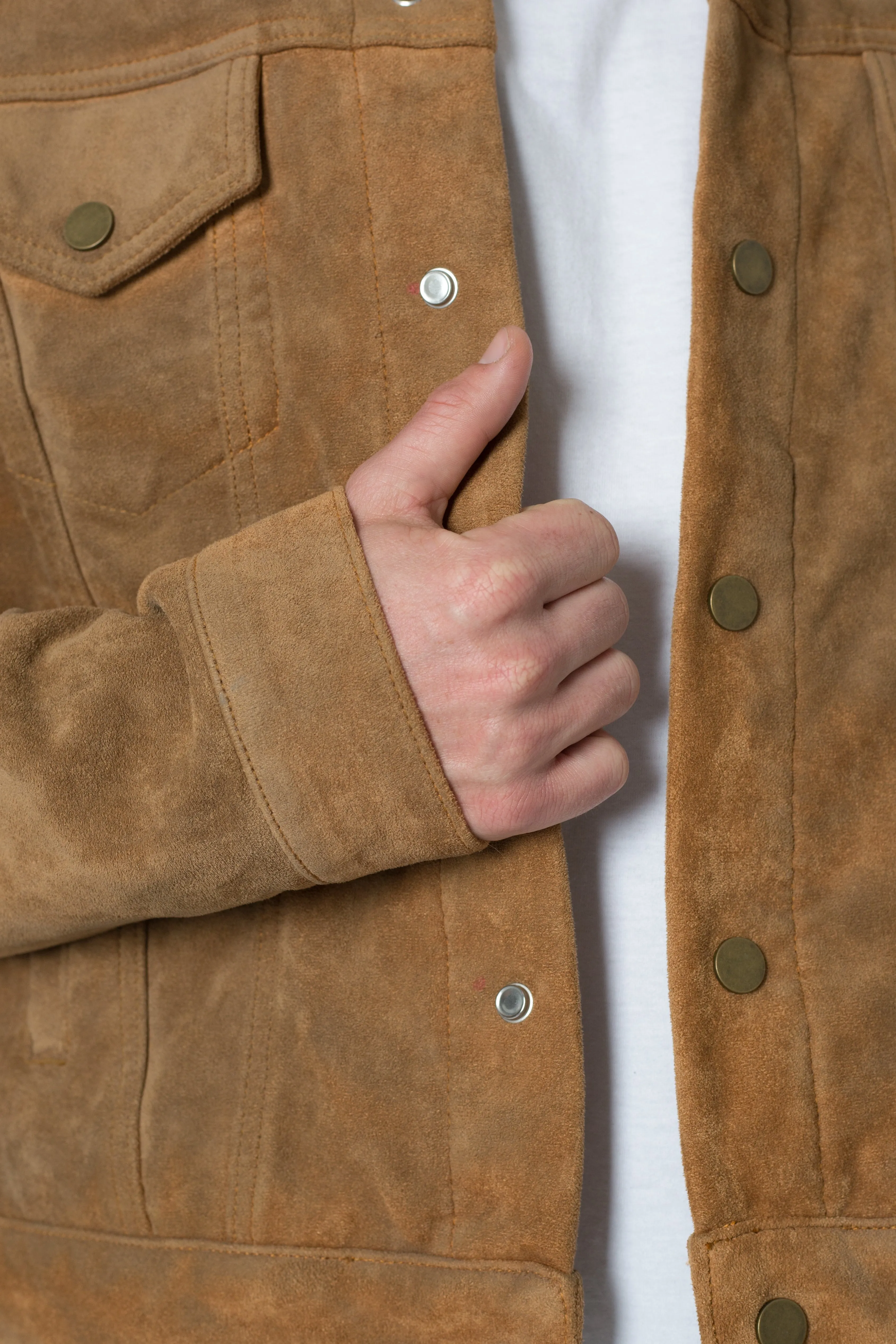 Suede Trucker Jacket - Brown