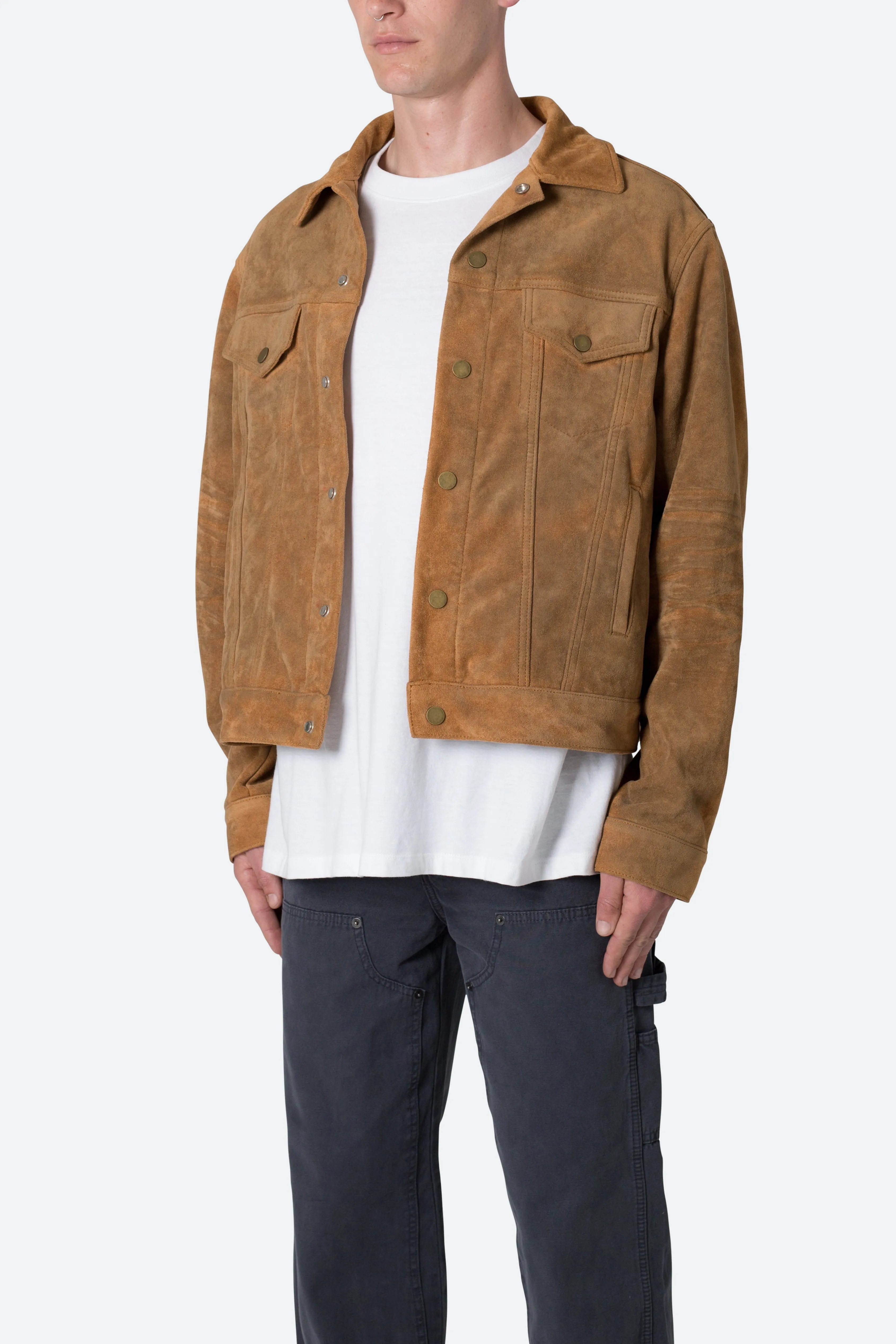 Suede Trucker Jacket - Brown