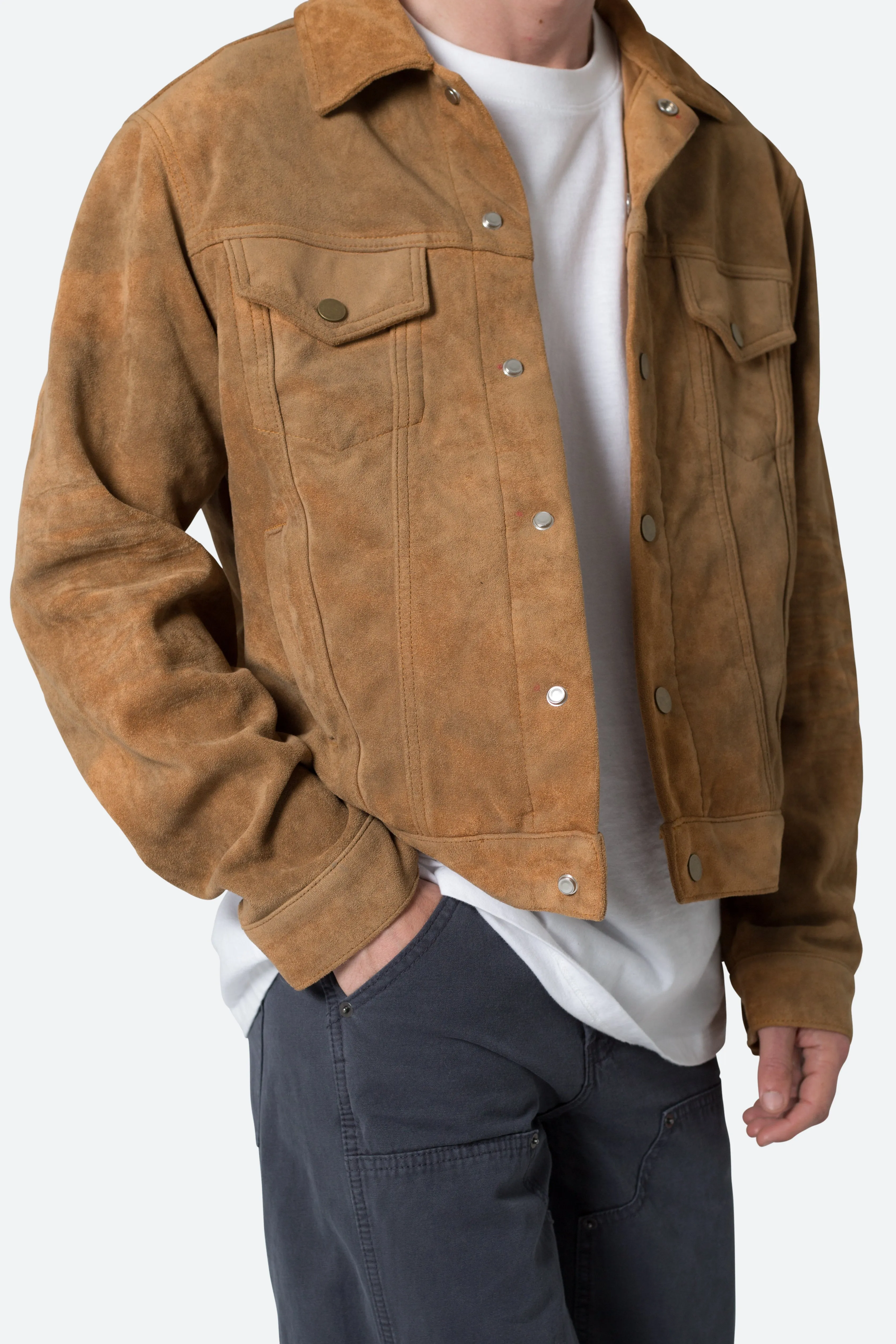 Suede Trucker Jacket - Brown