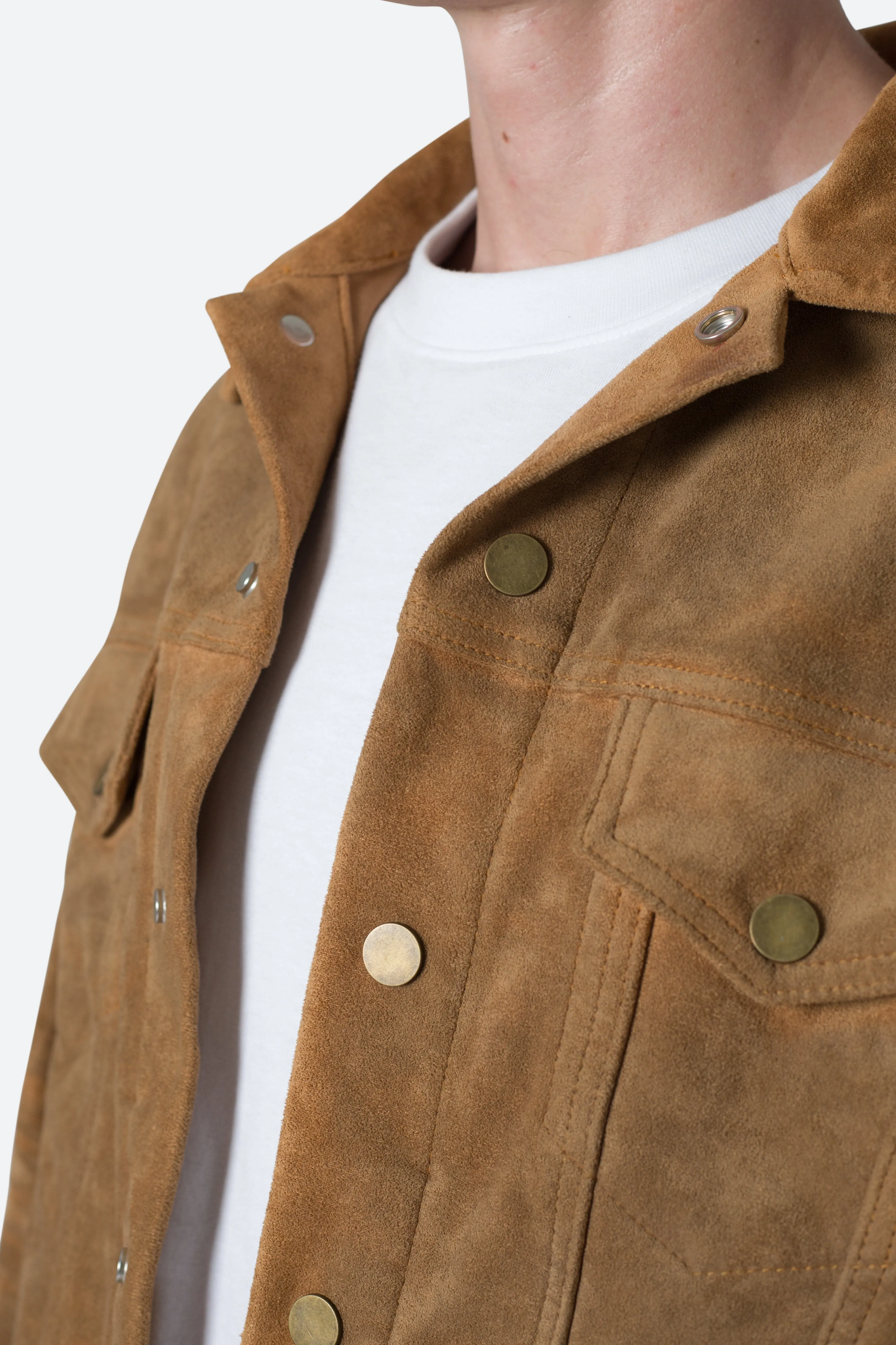 Suede Trucker Jacket - Brown