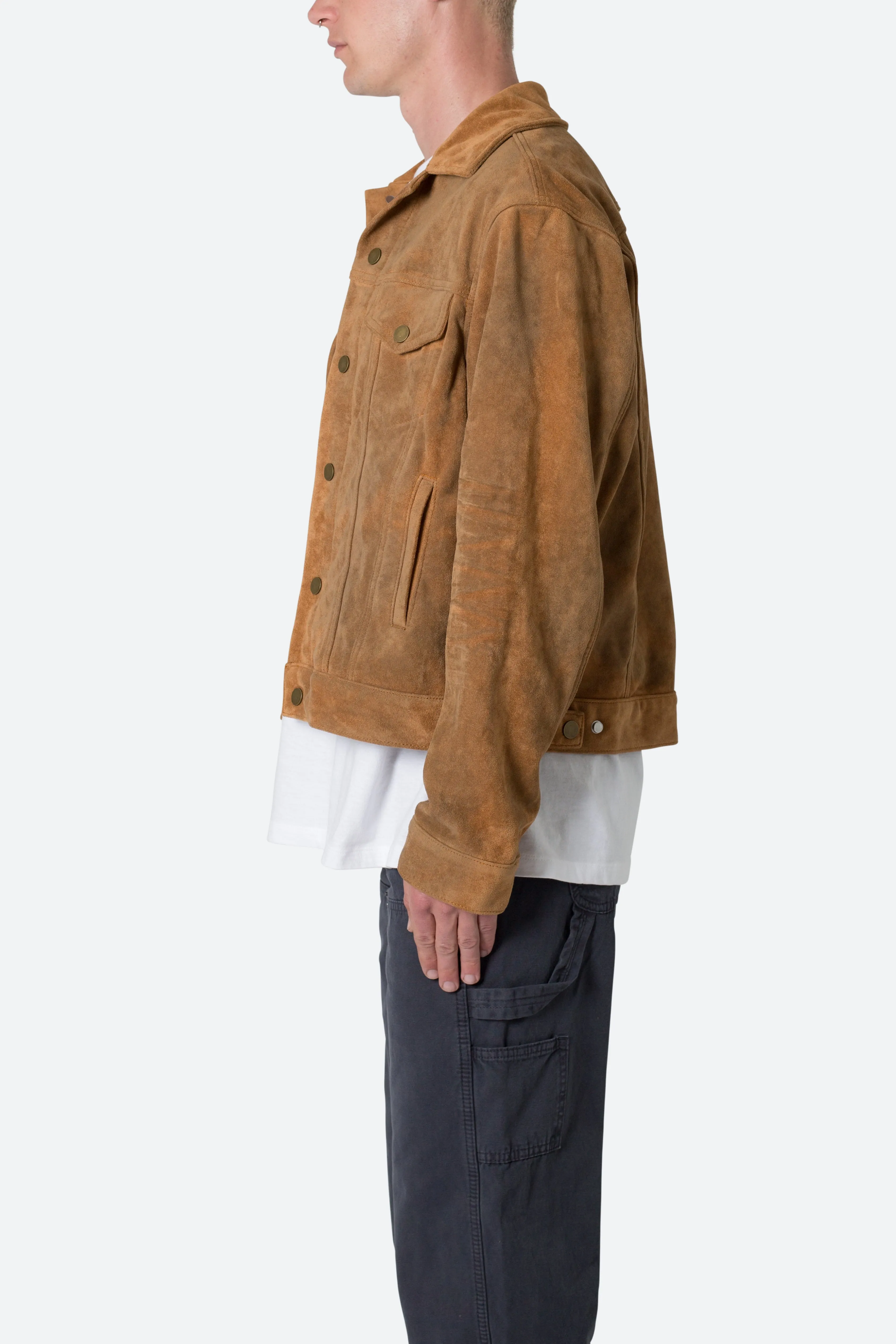 Suede Trucker Jacket - Brown