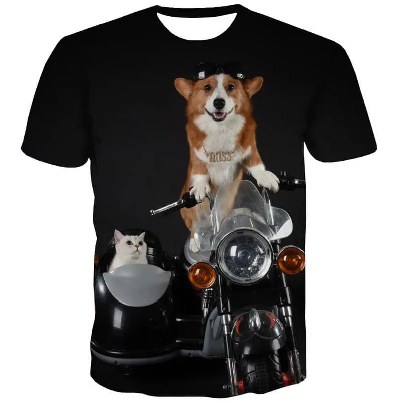 t shirt cute dog tshirt 3D happy dog Cool men puppy art costume