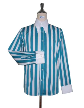 Tab Collar Shirt | Sky Blue Striped Tab Collar Shirt