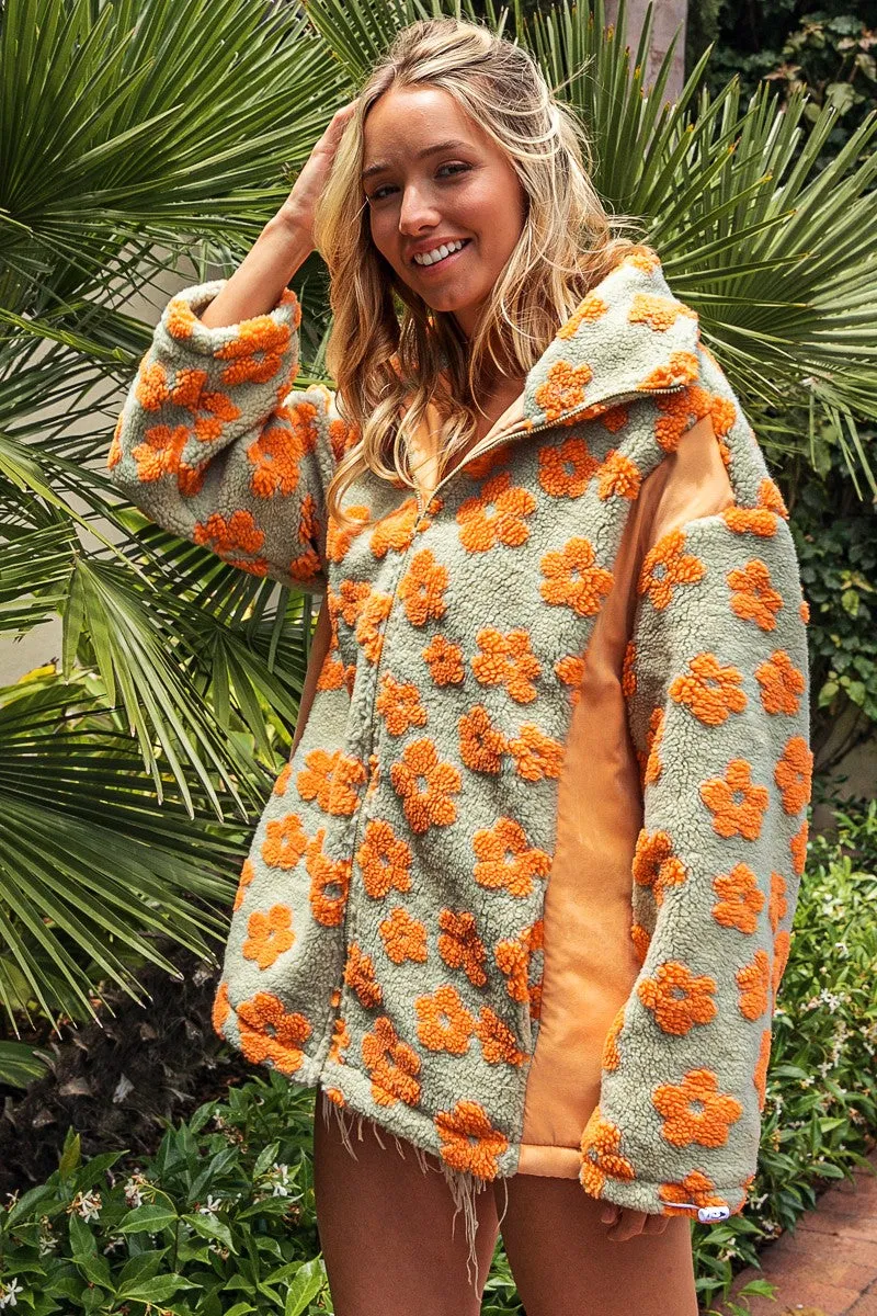 Teagan Floral Sherpa Oversized Jacket