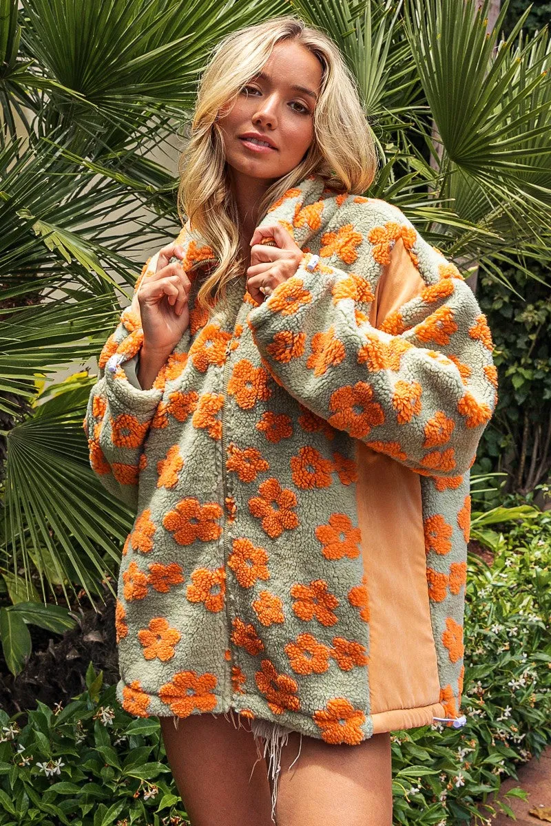 Teagan Floral Sherpa Oversized Jacket