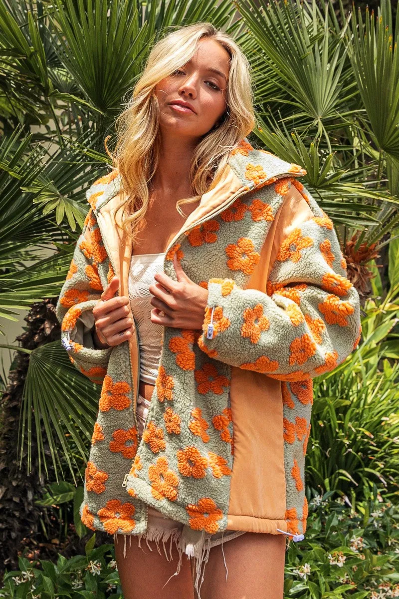 Teagan Floral Sherpa Oversized Jacket