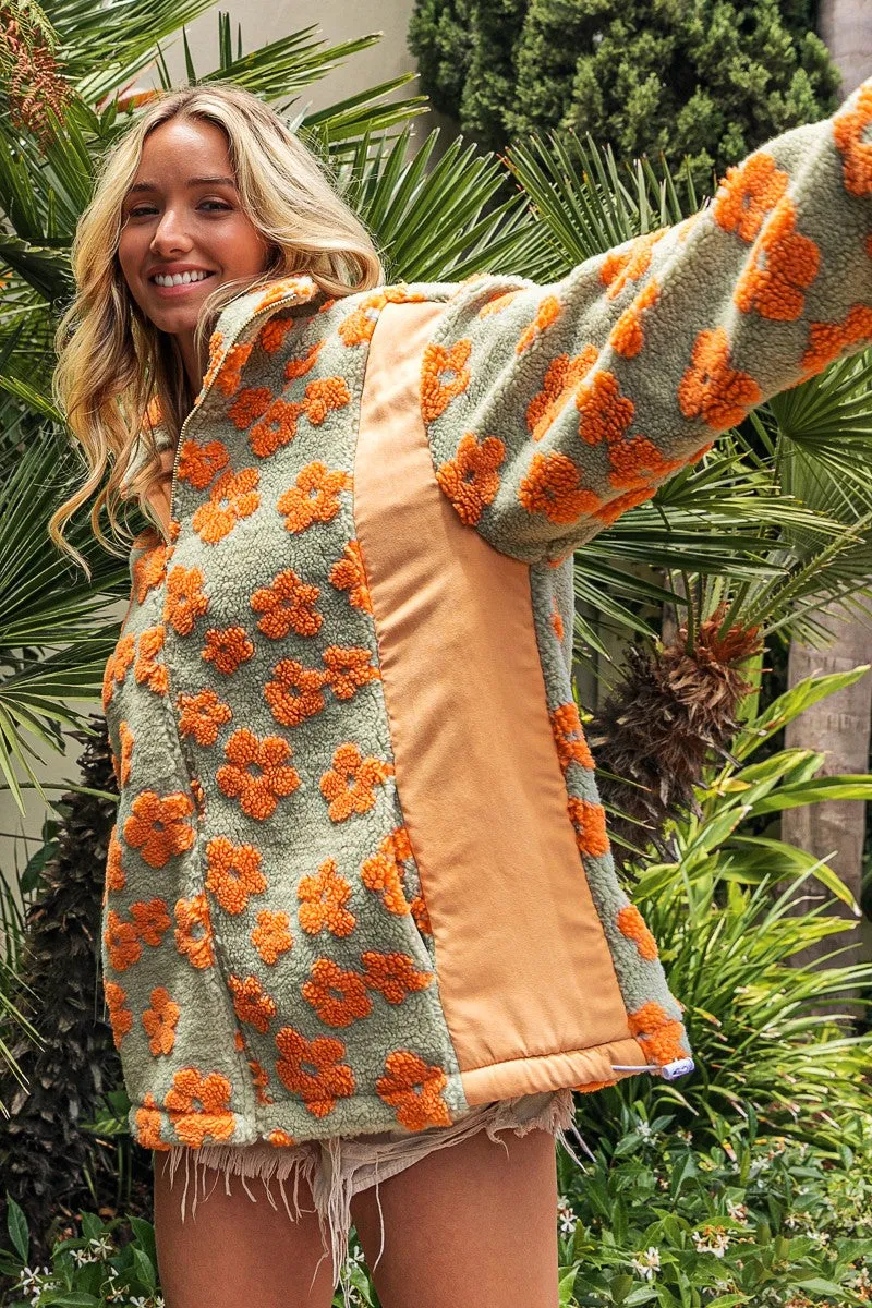 Teagan Floral Sherpa Oversized Jacket