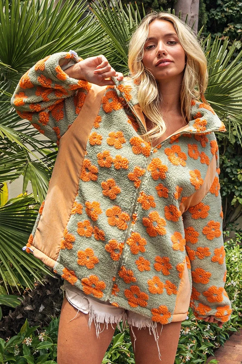 Teagan Floral Sherpa Oversized Jacket