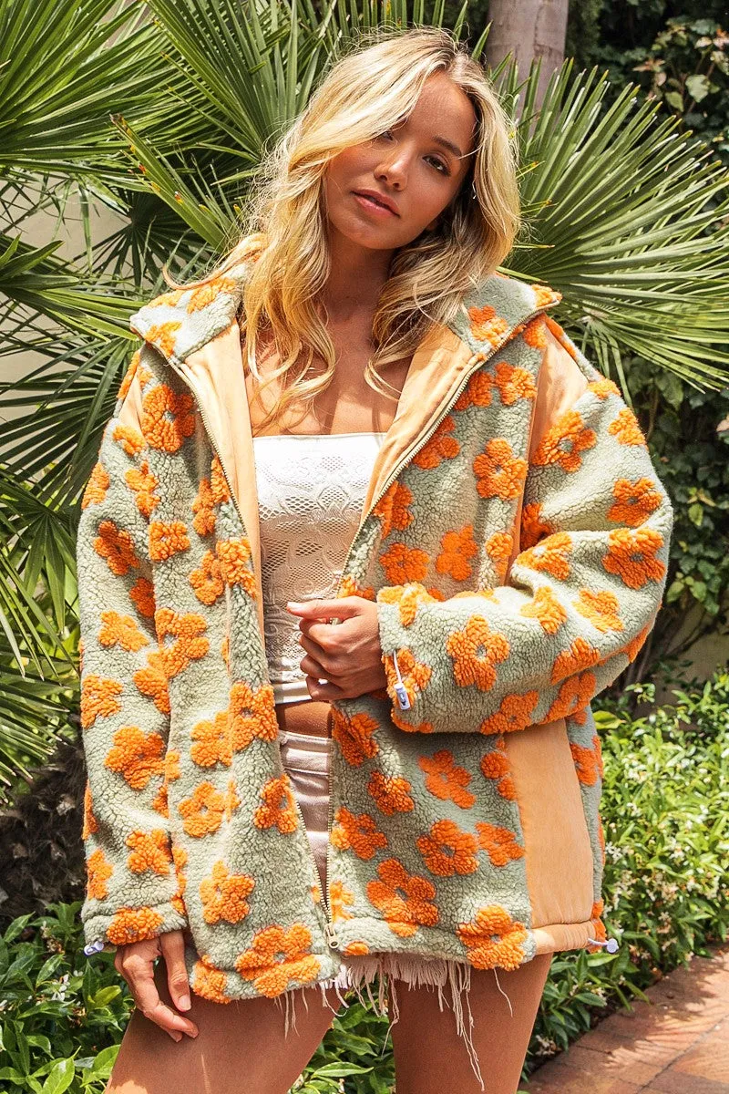 Teagan Floral Sherpa Oversized Jacket