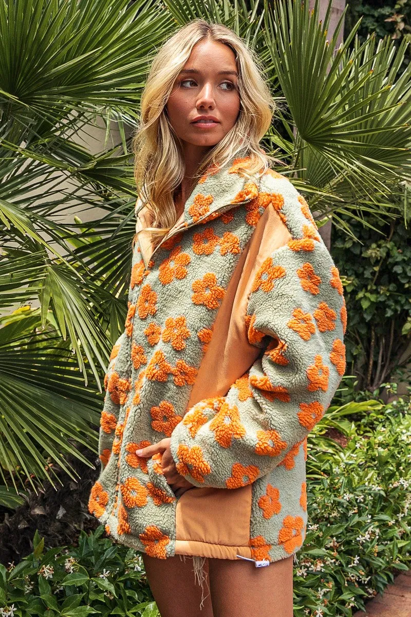 Teagan Floral Sherpa Oversized Jacket