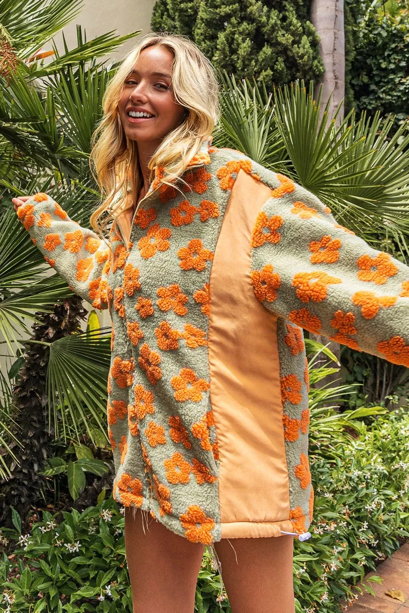 Teagan Floral Sherpa Oversized Jacket