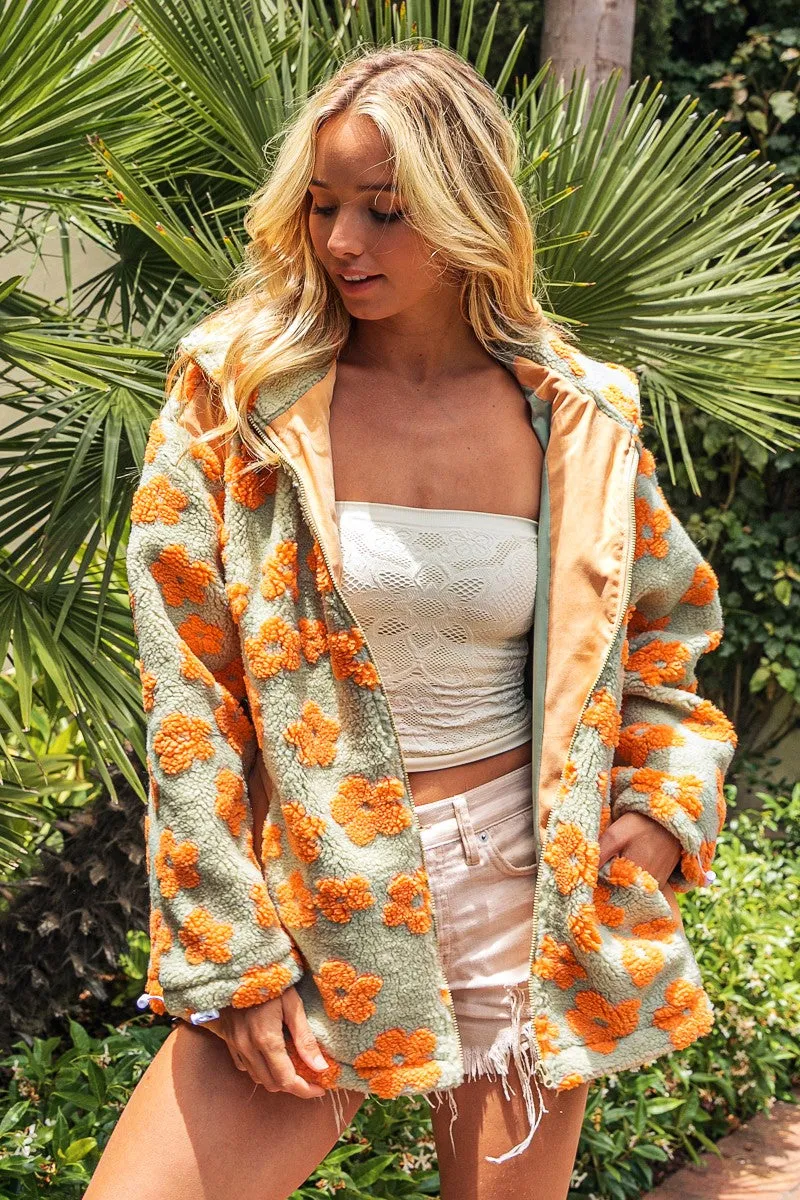 Teagan Floral Sherpa Oversized Jacket