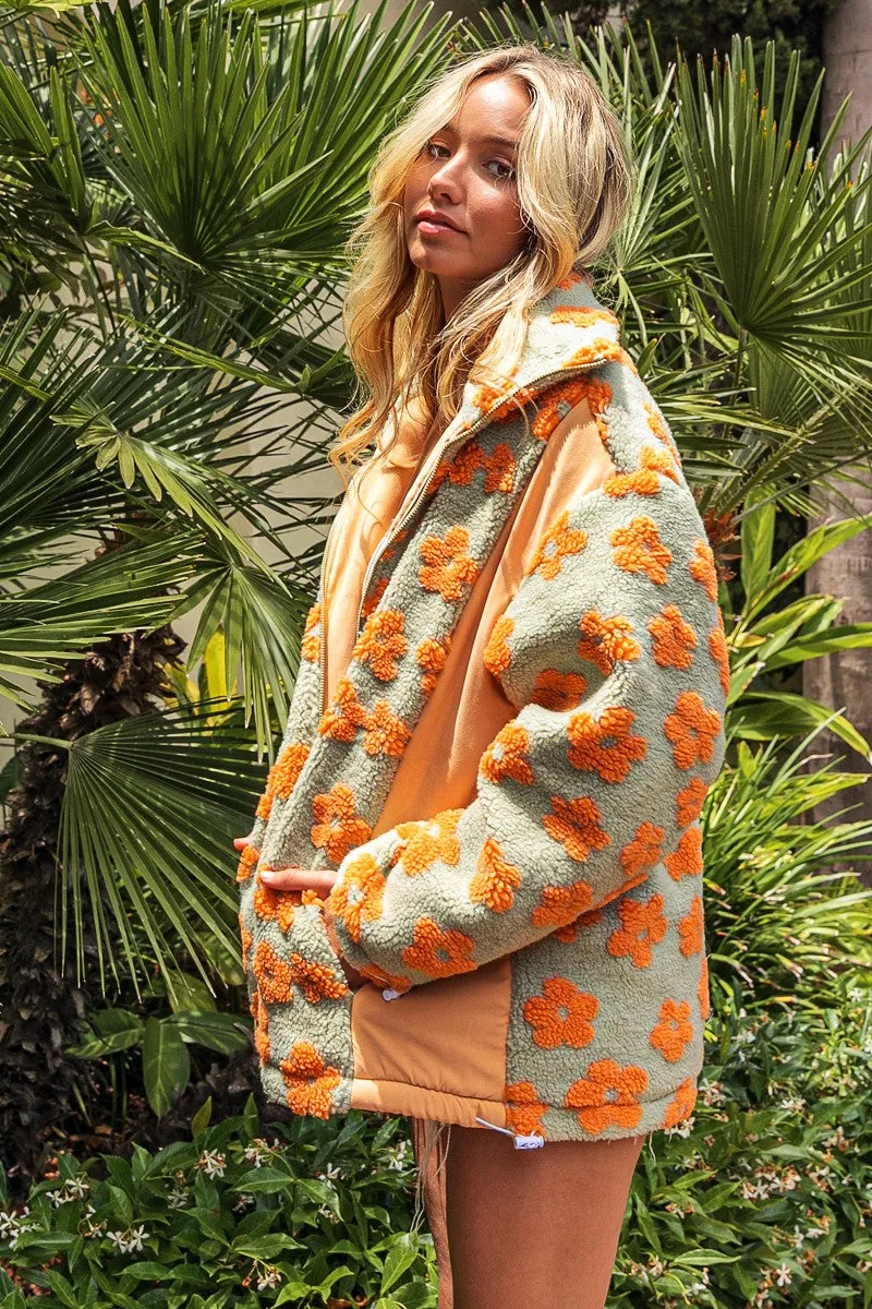 Teagan Floral Sherpa Oversized Jacket