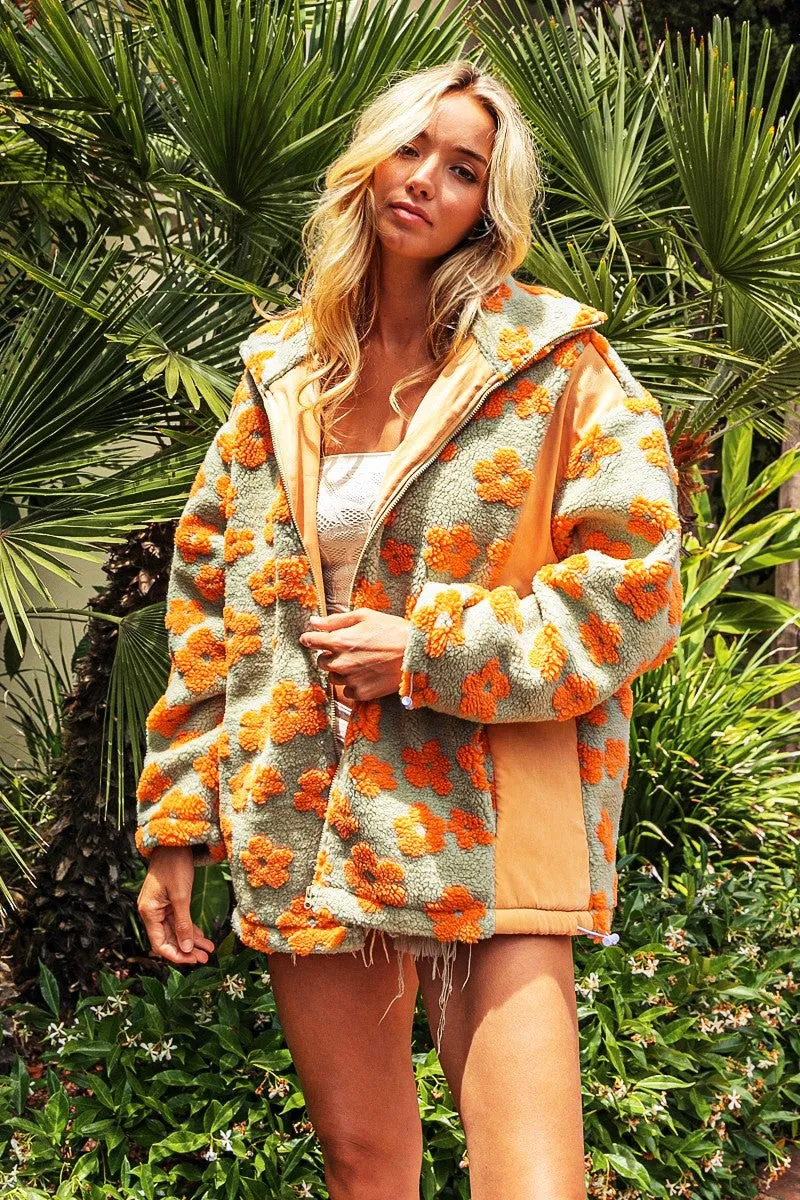 Teagan Floral Sherpa Oversized Jacket