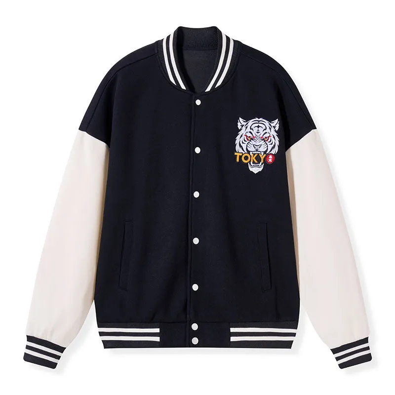 Tokyo-Tiger Black Cat Quick Transport Embroidery Varsity Jacket