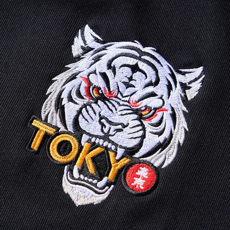 Tokyo-Tiger Black Cat Quick Transport Embroidery Varsity Jacket