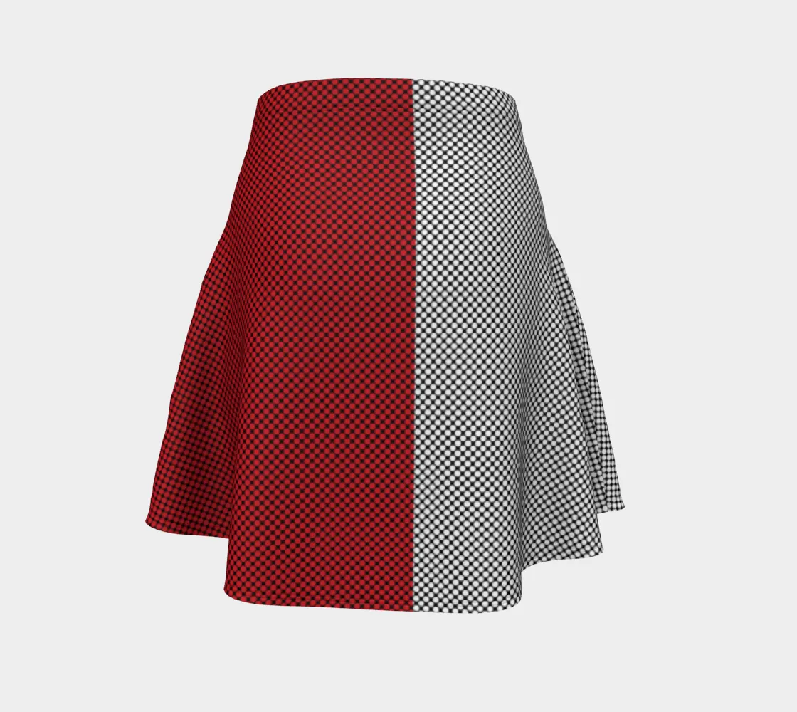 Two Tone Polka Dot Flare Skirt