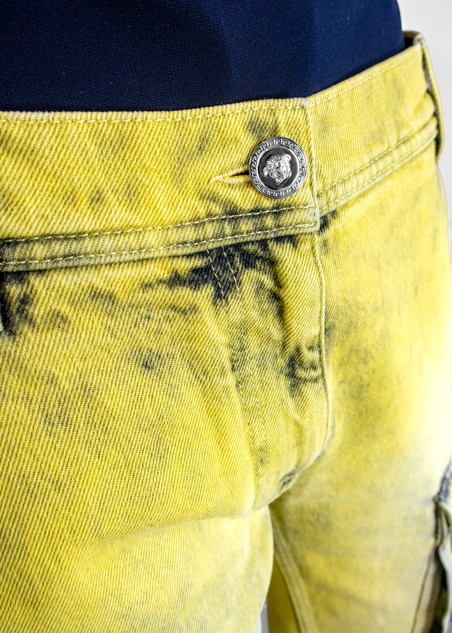 Versace Yellow Denim Cargo Jeans