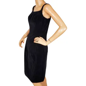 Vintage 1960s Marjorie Hamilton LBD Black Velvet Cocktail Dress S M