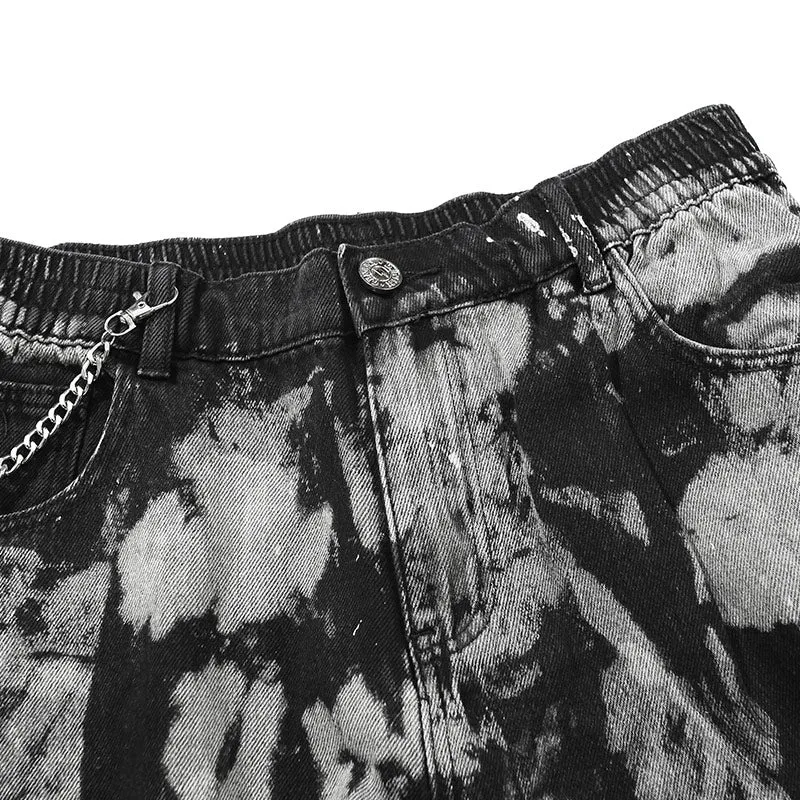 Vintage Tie Dye Letter Print Denim Pants