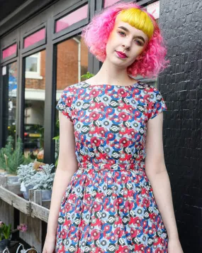 Vinyl Record Print Slate Grey Tea Party Dress