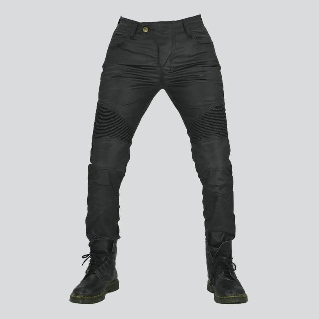 Waterproof coated men's biker jeans