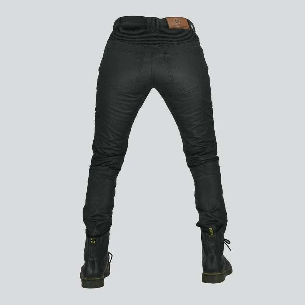 Waterproof coated men's biker jeans