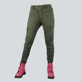 Wear resistant women's biker jeans