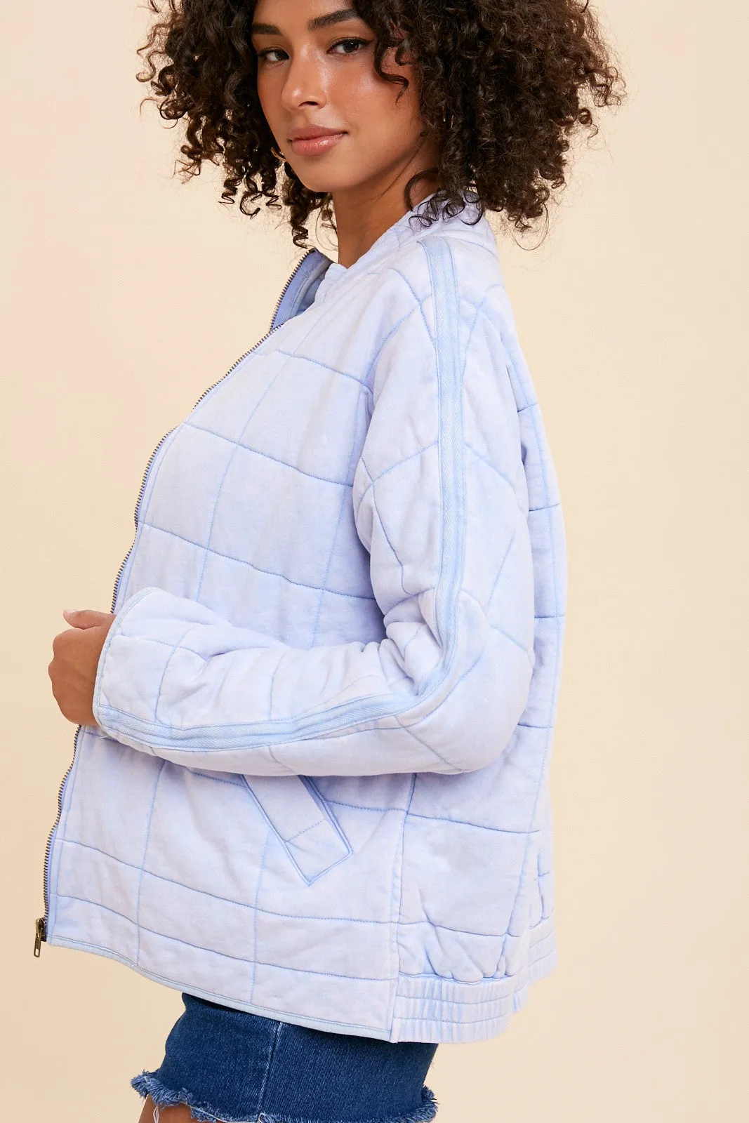 Whitney Burnout Quilted Jacket - Blue