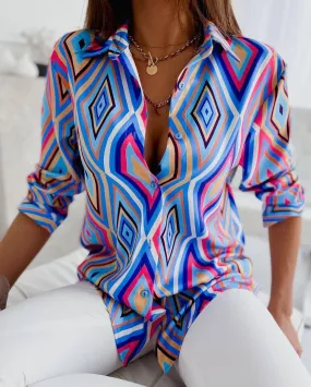 Women Button Down Shirts Printed Designer Shirt