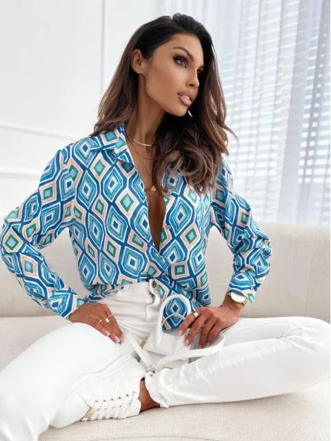 Women Button Down Shirts Printed Designer Shirt