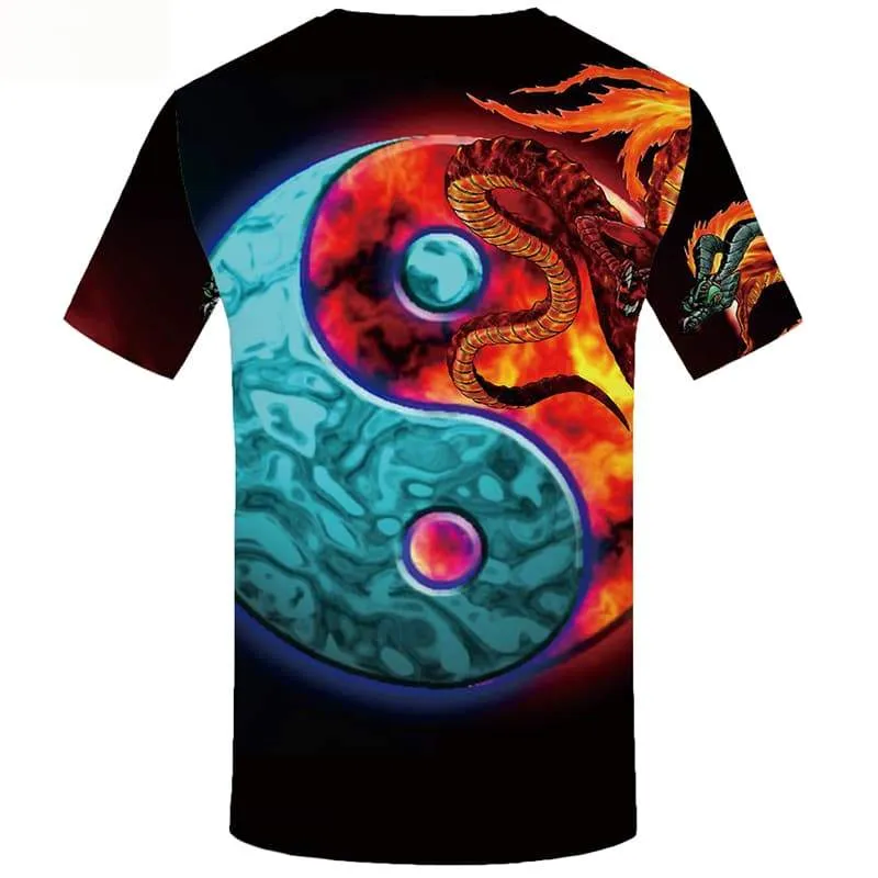 Yinyang T shirts Men Animal T shirts Funny Dragon Tshirt Anime Short Sleeve